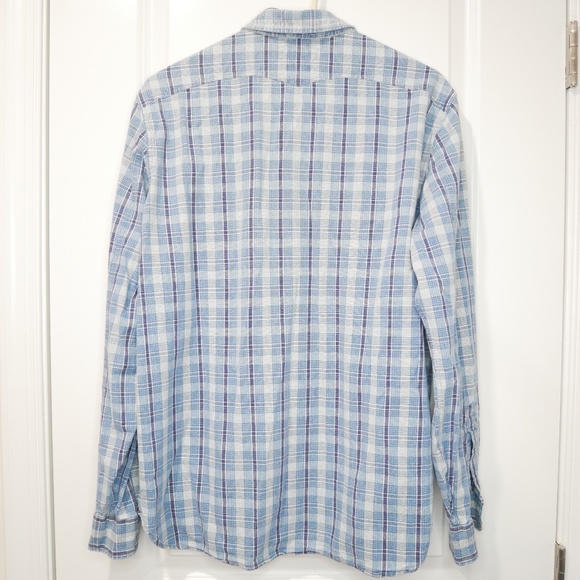 RRL Double RL tab-collar indigo plaid utility shirt Medium - Picture 5 of 5